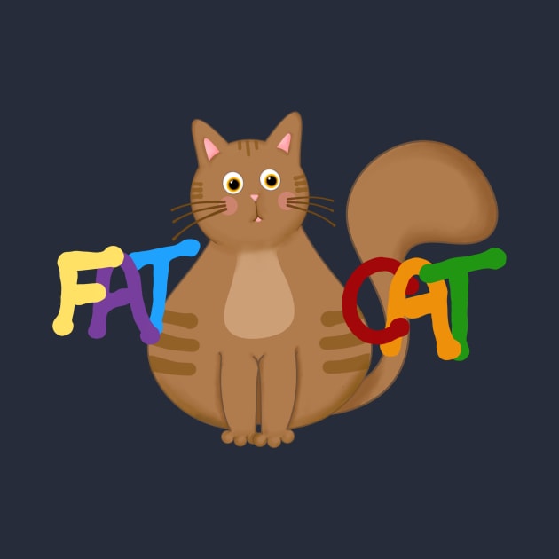 Fat Cat Cute Cat Art by AlondraHanley