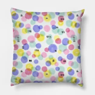 Watercolor Circles Blue Yellow Red Yellow Pillow