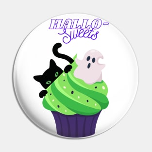 Halloween (Hallo-Sweets) Cat, Ghost, Cupcake Pin
