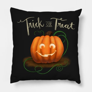 Halloween Trick or Treat Jack-o-Lantern White Pillow