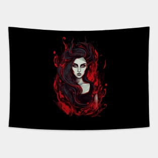 Gothic Woman in Flames Tapestry