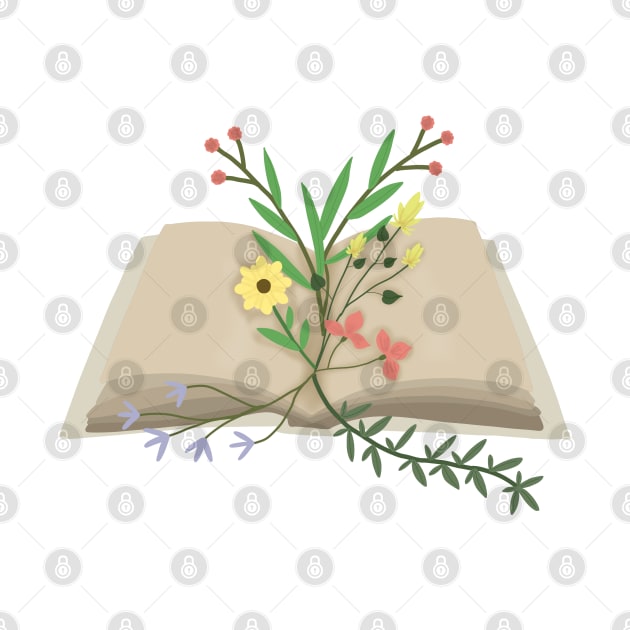 Flowers Growing From Book by Becky-Marie