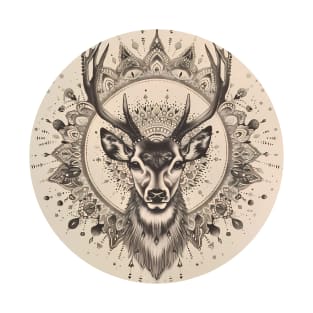 Mandala - Deer B&W T-Shirt