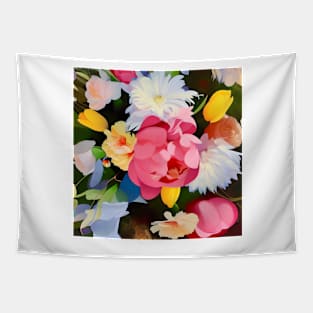 Pink Peony Floral Tapestry