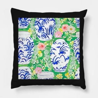 Wild flowers and chinoiserie jars Pillow