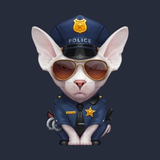 White Sphynx Cat Police Officer T-Shirt