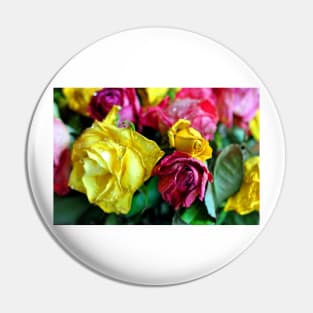 Yellow Pink Red Rose's Summer Flowers Pin