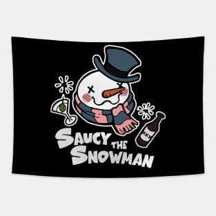 Saucy The Snowman - Frosty Humor - White Outlined, Color Version 2 Tapestry