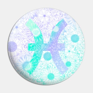 Pisces Zodiac Astrology Floral Star Sign Pin