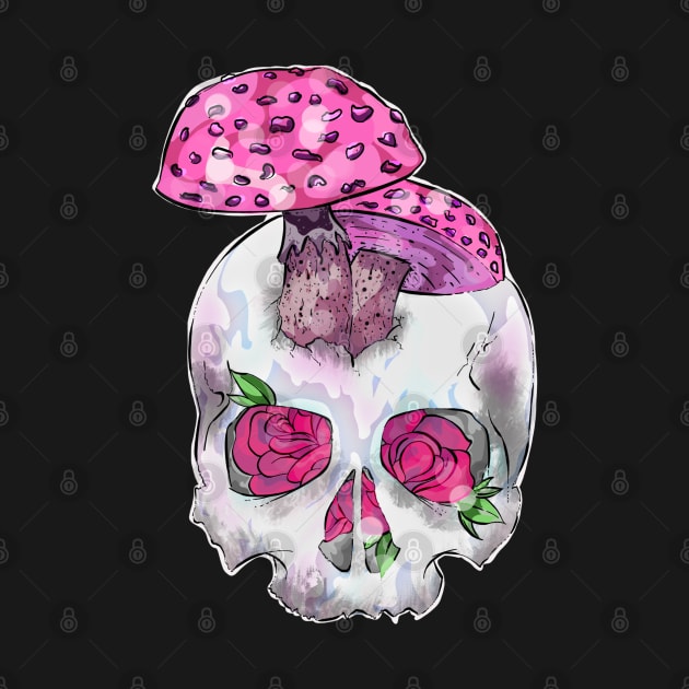 Skull and Mushrooms by Ale Coelho