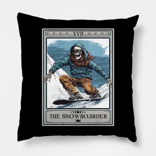 Snowboarder Tarot Card, Snowboarding Skeleton Pillow