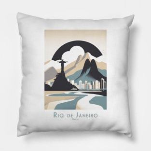 Vintage Brazil Rio de Janeiro Travel Poster Pillow