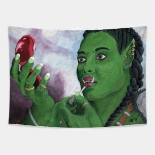 Female Orc Applying War Paint Tapestry