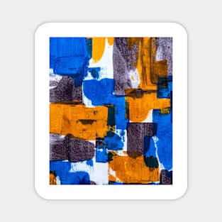 Blue Yellow Brown Canvas Paint Magnet