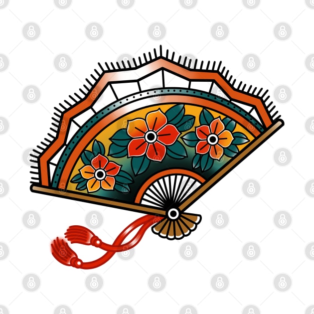 Japanese Fan Traditional Tattoo Flash by ladyjrae