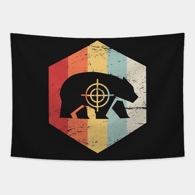 Retro Vintage Bear Hunter Icon Tapestry by MeatMan