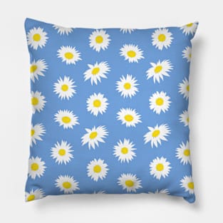 Daisy Ditsy Pattern on Blue Pillow