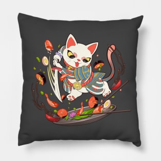 Cute Samurai Cat T-Shirt Pillow