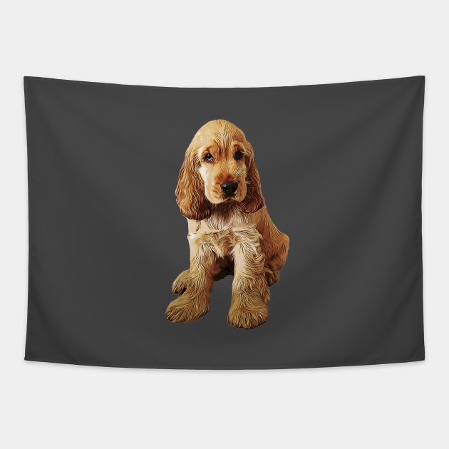 Gold Cocker Spaniel Puppy Dog Tapestry by ElegantCat