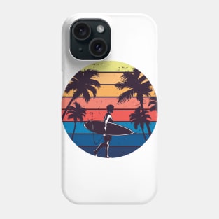 Vintage Surfer and Palm Trees Phone Case