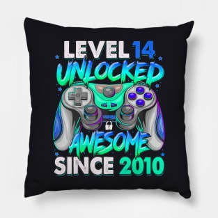 Level 14 Unlocked Awesome Since 2010 14Th Birthday Gaming Pillow