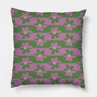 Retro Floral Pattern - Green Purple Pillow