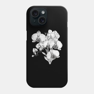 Black and White Coloring Book/Tattoo Style Orchid Blossoms Phone Case