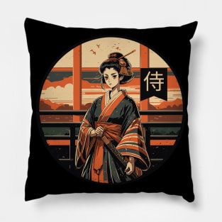 Samurai Female Warrior Japanese Pillow