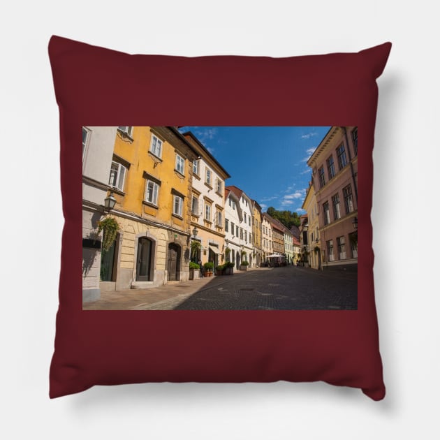 Gornji Trg in Ljubljana, Slovenia Pillow by jojobob