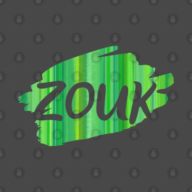 Transparent Zouk lettering on natural green background by Bailamor