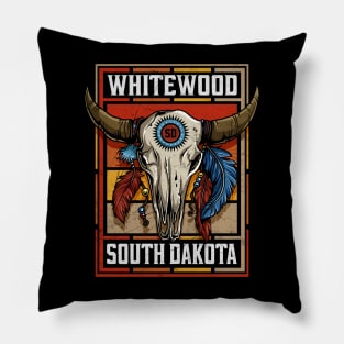 Whitewood South Dakota Native American Bison Skull Pillow