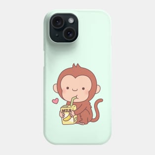 Cute Little Monkey Loves Banana Milk Phone Case