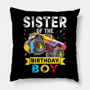 Sister of the Birthday Boy Monster Truck Birthday Pillow