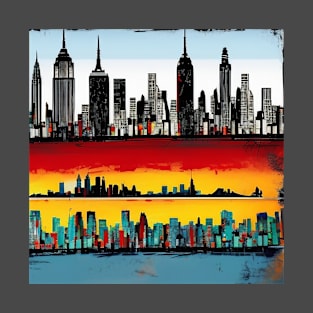 New York Skyline Ai Art Chalk T-Shirt