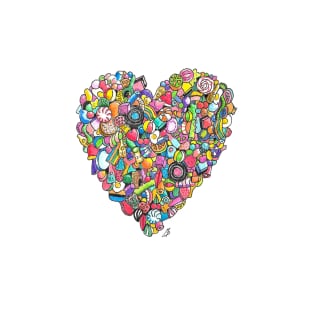 Sweetheart - Hand Drawn Heart Made of Sweets T-Shirt