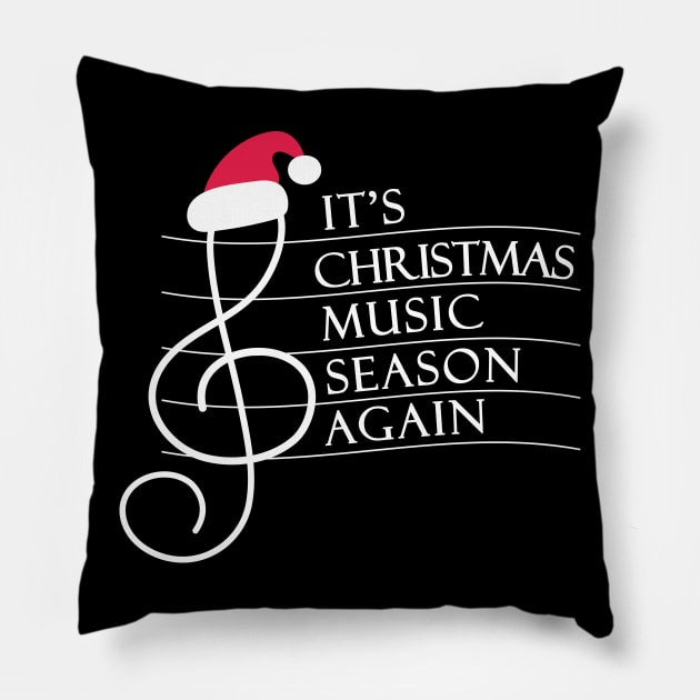 Treble Clef Santa Hat It's Christmas Music Season Again Pillow by okpinsArtDesign