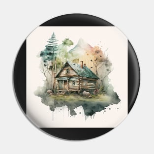 Woods Cabin Ornament Pin