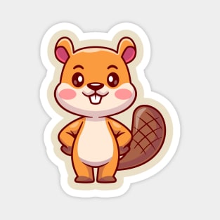 Cute Squirrel Standing Cartoon Magnet