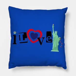 I Love NY Liberty USA By Abby Anime(c) Pillow