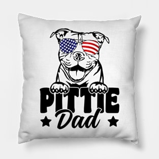 Pittie Dad USA Flag Patriotic Pitbull Dog Lover 4th Of July Pillow