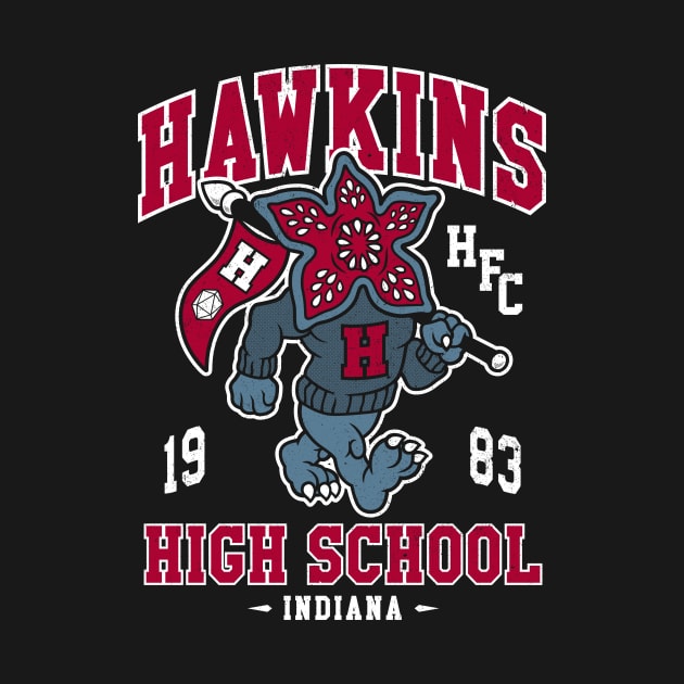 Hawkins High School - Vintage Distressed Creepy Cute College Mascot by Nemons