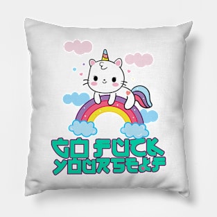 Cute Unicorn Cat bad Language Pillow