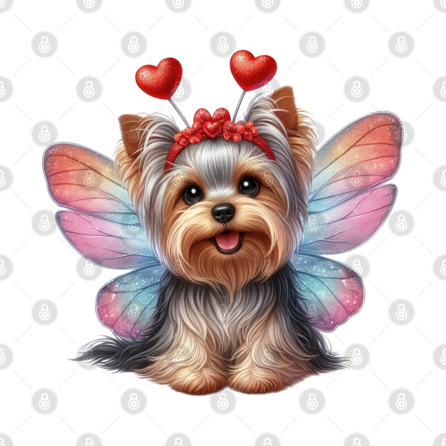 Valentine Fairy Yorkshire Terrier Dog by Chromatic Fusion Studio