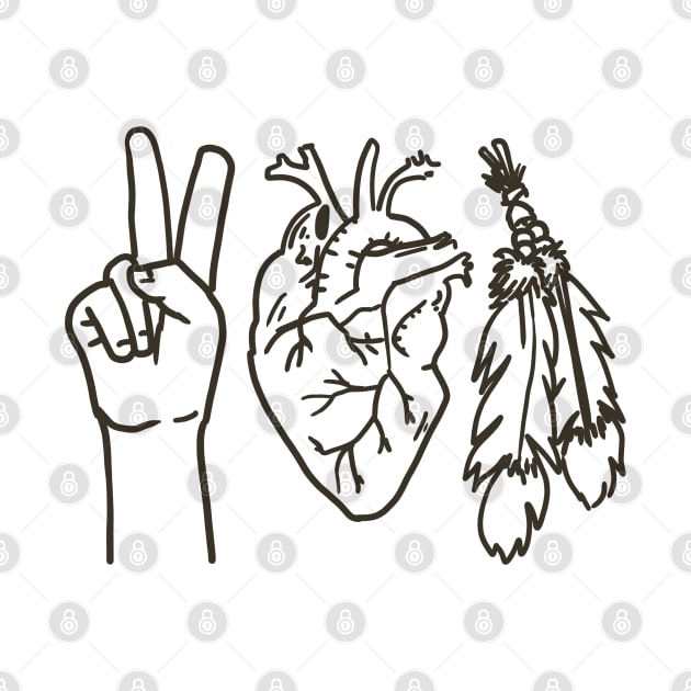 Peace Love Native Black Print no Text by Eyanosa