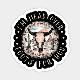 I'm Head Over Boots For You Cactus Leopard Bull-Skull Deserts Magnet