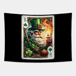 St. Patrick'S Day Leprechaun Shamrock Card Poker Playing Tapestry