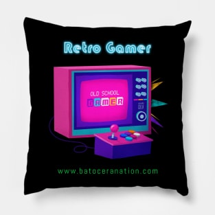 Retro Gamer Logo 6 by Batocera Nation Pillow