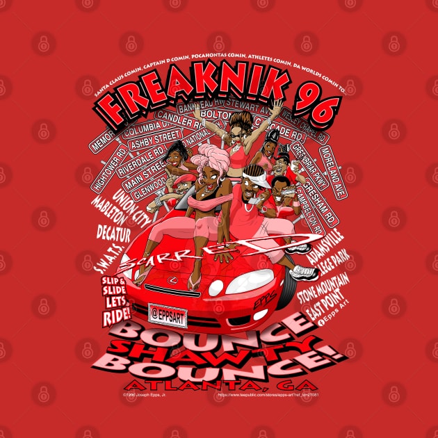 Freaknik 1996 Bounce Shawty Bounce! Red Colorway by Epps Art