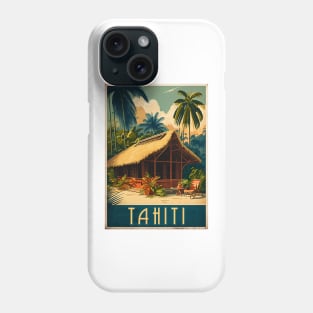 Tahiti French Polynesia Vintage Travel Art Poster Phone Case