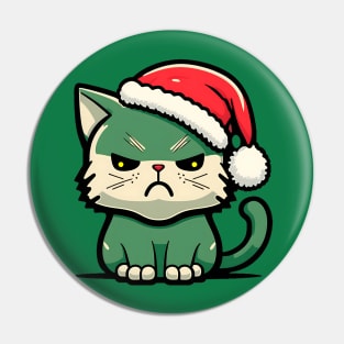 Unamused Christmas Cat Pin